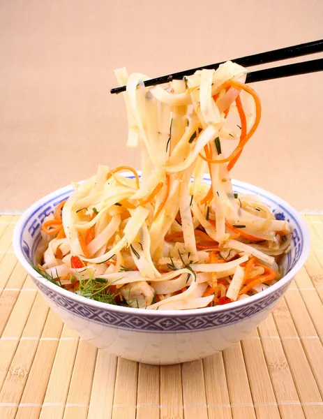 Rice noodle with chopsticks taken — Stock Photo, Image