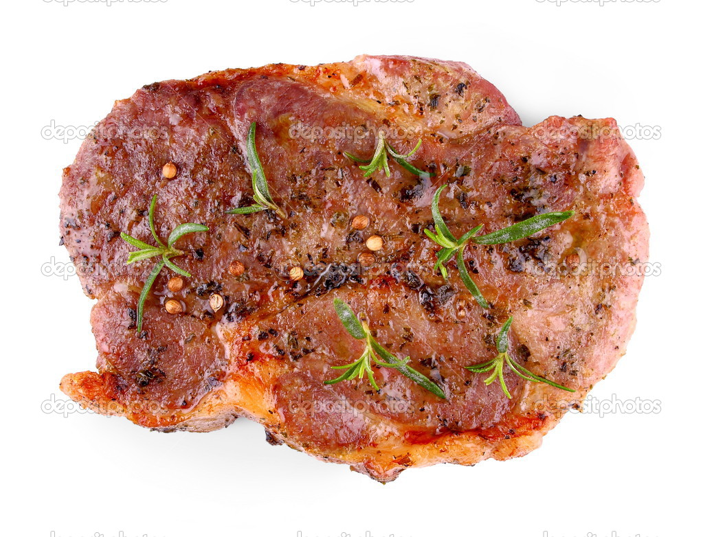 Grilled steak meat with herb marinade