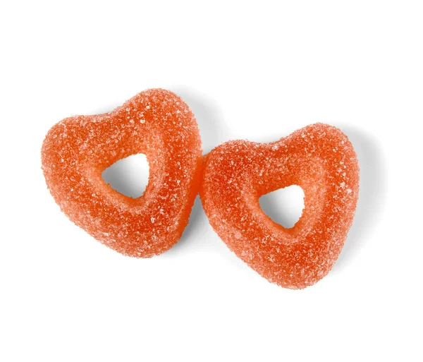 Twee kleurrijke gelei snoepjes in hart vorm — Stockfoto