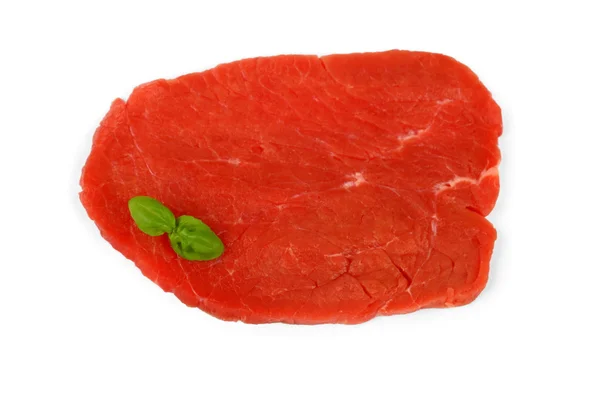 Świeża wołowina minut stek, wyjątkowo cienkie, na białym tle — Zdjęcie stockowe