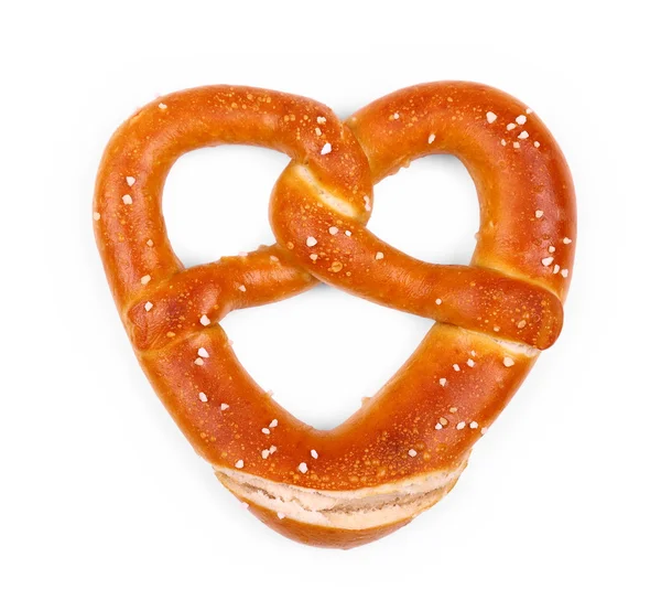 Delicious Bavarian pretzel in heart shape — Stock Photo, Image