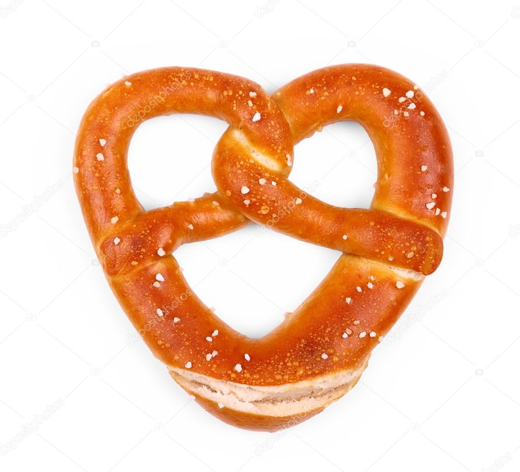 Delicious Bavarian pretzel in heart shape