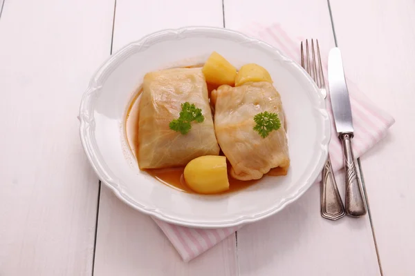 Cabbage rolls with potato, parsley — Stock Photo, Image