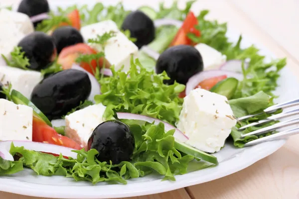 Greek farmer salad with feta cheese — Stock Photo, Image