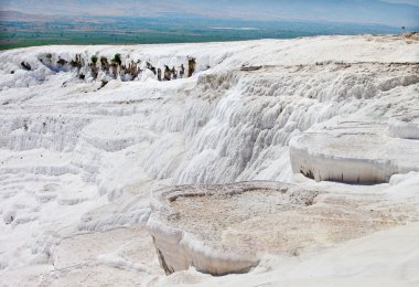 Travertenlere mavi su - karbonat eşsiz doğa harikası pamukkale, Türkiye'de