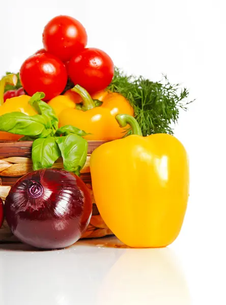 Fresh vegetables on the white background — Stock Photo, Image