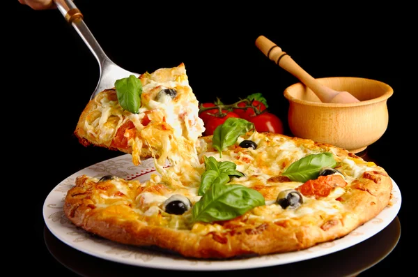 Pizza-fekete — Stock Fotó