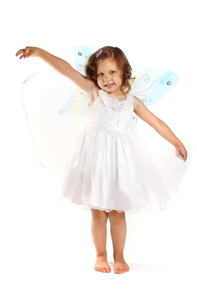 Beautiful girl in a fairy costume with butterfly wings — Stock Photo, Image