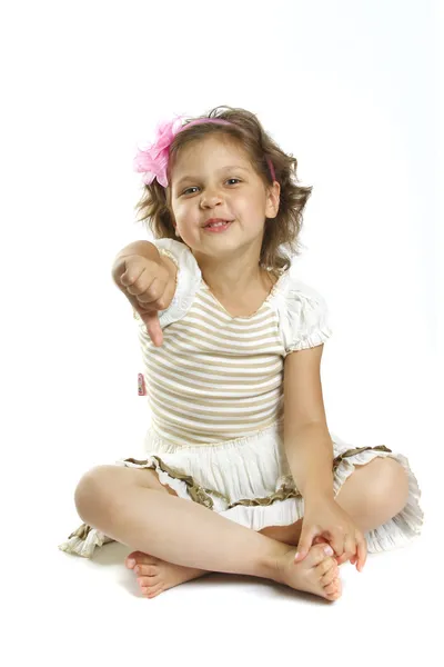 Little girl displays displeased gesture — Stock Photo, Image