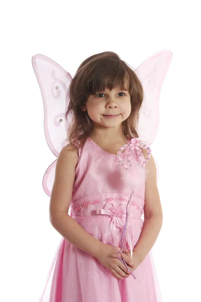 Beautiful girl in a fairy costume with butterfly wings — Stock Photo, Image