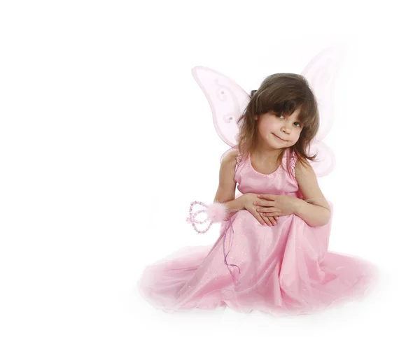 Όμορφο κορίτσι σε ένα κοστούμι νεράιδα με φτερά πεταλούδας — Φωτογραφία Αρχείου