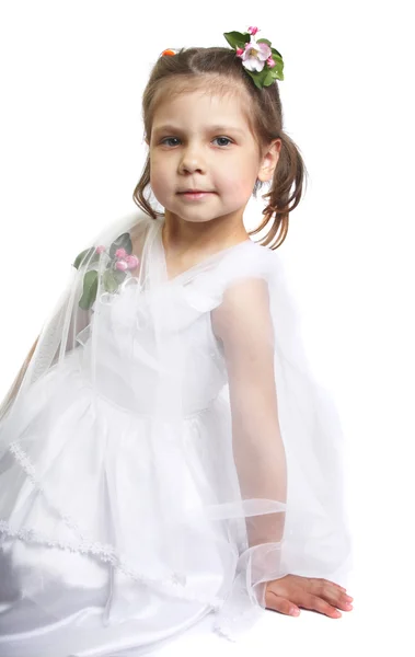 Beautiful little girl with apple blossom Royalty Free Stock Images