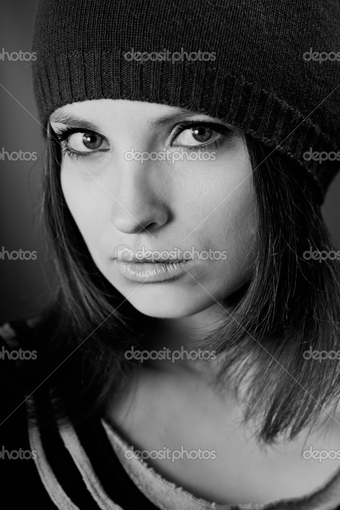 Beautiful Young Woman wearing cap. Autumn style. Stock Photo by