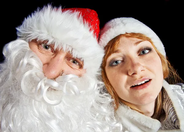 Santa Claus y doncella de nieve — Foto de Stock