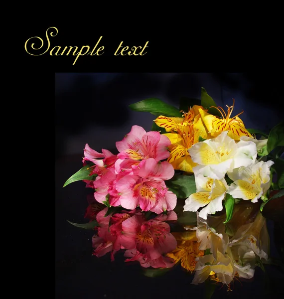 Festive floral bouquet on a black background