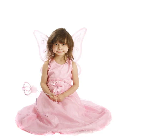 Beautiful girl in a fairy costume with butterfly wings — Stock Photo, Image