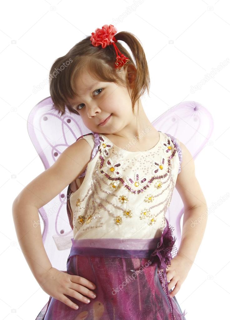 Beautiful girl in a fairy costume with butterfly wings