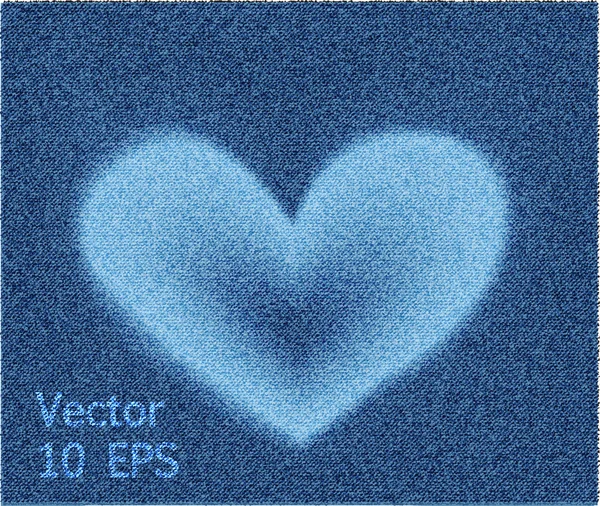 Jeans heart denim texture — Stock Vector