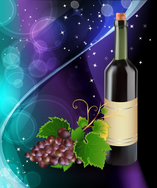 Grape and bottle of wine — Stock Vector