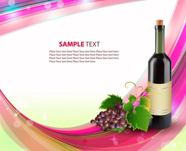 Druivenmost en fles wijn — Stockvector