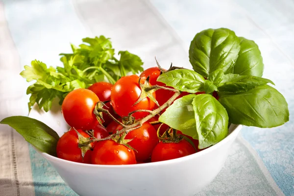 Tomatoes White Plate — Stock Photo, Image