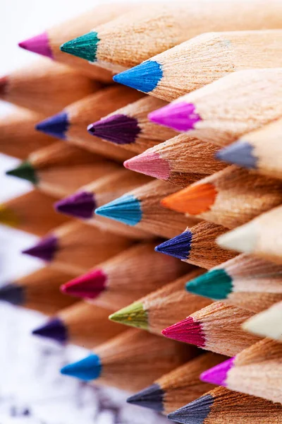Wooden Color Pencils Background — Stock Photo, Image