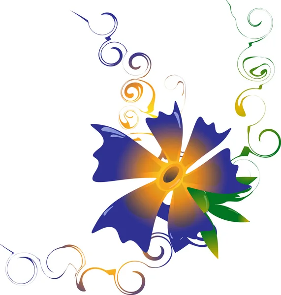 Fleur colorée avec des lignes en spirale . — Image vectorielle