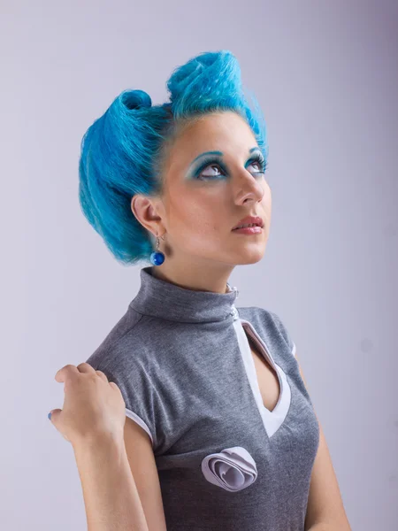 Woman with blue hair — Stock Photo, Image