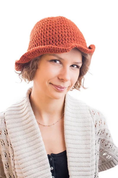 Mujer joven en sombrero naranja —  Fotos de Stock