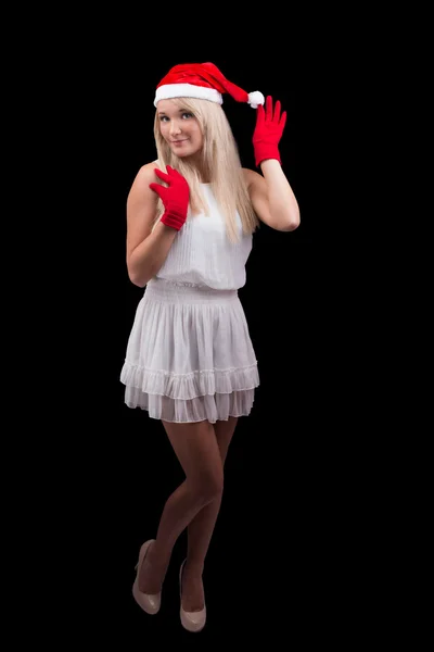 Girl in Santa hat — Stock Photo, Image