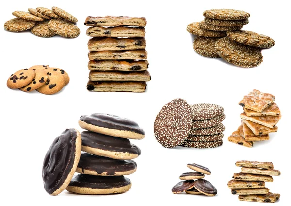 Lezzetli lezzetli kurabiyeler üzerinde beyaz izole fotoğraf se — Stok fotoğraf