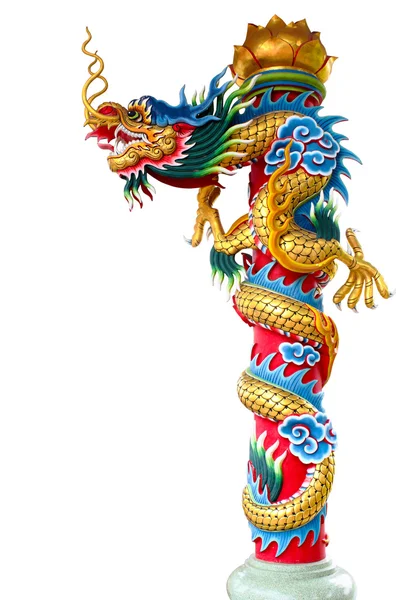 Statue de dragon chinois sur fond blanc — Photo