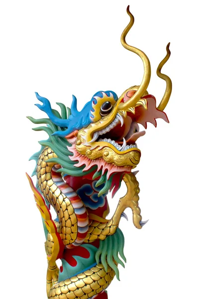 Statue de dragon chinois sur fond blanc — Photo