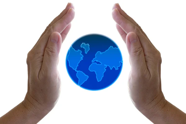 Abstrakte Globus in der Hand, schützen Sie unsere Welt — Stockfoto