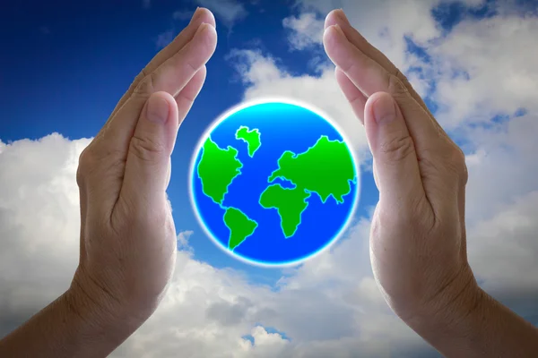 Abstract globe in the hand, protect our world — Stockfoto