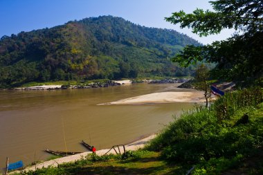 Tayland ve mae khong nehir sahil şeridi.