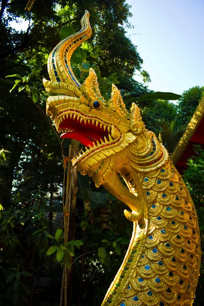 Golden Naga in thai temple — Stock Photo, Image