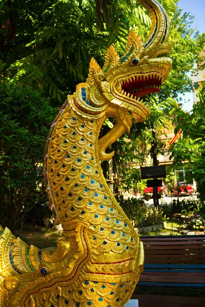 Golden Naga in thai temple — Stock Photo, Image