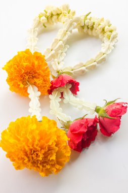 Flower çelenk beyaz zemin üzerine.