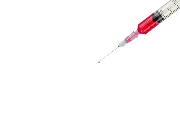 Syringe with red liquid isolated on white background — Stock Photo, Image