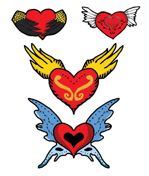 Κόκκινη καρδιά των φτερών άγγελος και διάβολος — Διανυσματικό Αρχείο