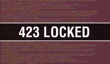 423 Soyut Teknoloji İkili Kod Arkaplanı ile kilitlendi. Dijital ikili veri ve Güvenli Veri Kavramı. Yazılım, Web Geliştirici Programlama Kodu ve 423 Kilitli. 423 Kilitli Javascript Bilgisayar Betiği