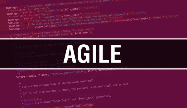 Agiles Konzept Mit Zufälligen Teilen Des Programmcodes Agiler Text Auf — Stockfoto