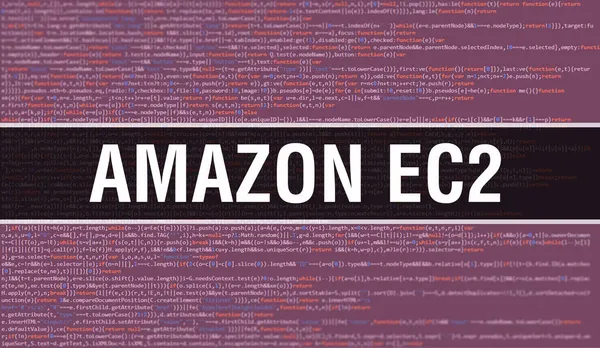 Dijital Java kod metni olan Amazon EC2. Amazon EC2 ve Bilgisayar yazılım kodlama vektörü konsepti. Senaryo Java programlanıyor, ekranda Amazon EC2 olan dijital program kodu