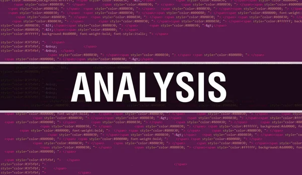 Analyse Concept Met Random Parts Program Code Analyse Tekst Geschreven — Stockfoto