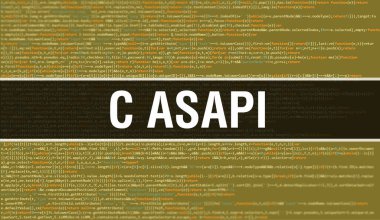 İkili kod dijital teknoloji geçmişi olan C ASAPI. Program kodlu soyut arkaplan ve C SAPI. Programlama ve kodlama teknolojisi geçmişi. Program listeli C ASAPI