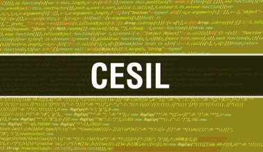 Yazılım geliştiricisi ve Bilgisayar betiğinin programlama kodu soyut teknoloji arkaplanı üzerine yazılmış Cesil metin. Bilgisayar ekranında Cesil kod kavramı. Cesil programlama web oturumu kodlanıyor