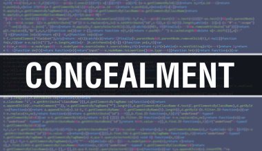 Programın Gelişigüzel bölümleri ile gizleme konsepti. Yazılım geliştiricisi ve Bilgisayar betiğinin programlama kodları soyut teknoloji arka planı ile gizleme. Gizlenme Arkaplanı