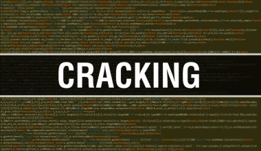 Dijital Java kod metni ile kırılıyor. Kırma ve Bilgisayar yazılım kodlama vektör kavramı. Java kodlama betiği programlanıyor, ekrandaki çizim ile birlikte dijital program kodu