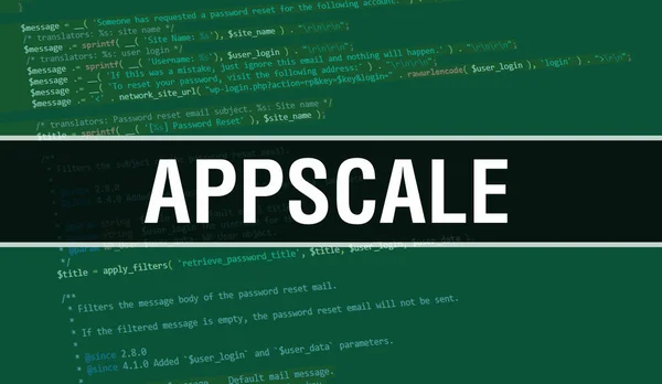 Ilustrasi Konsep Appscale Menggunakan Kode Untuk Mengembangkan Program Dan Aplikasi — Stok Foto